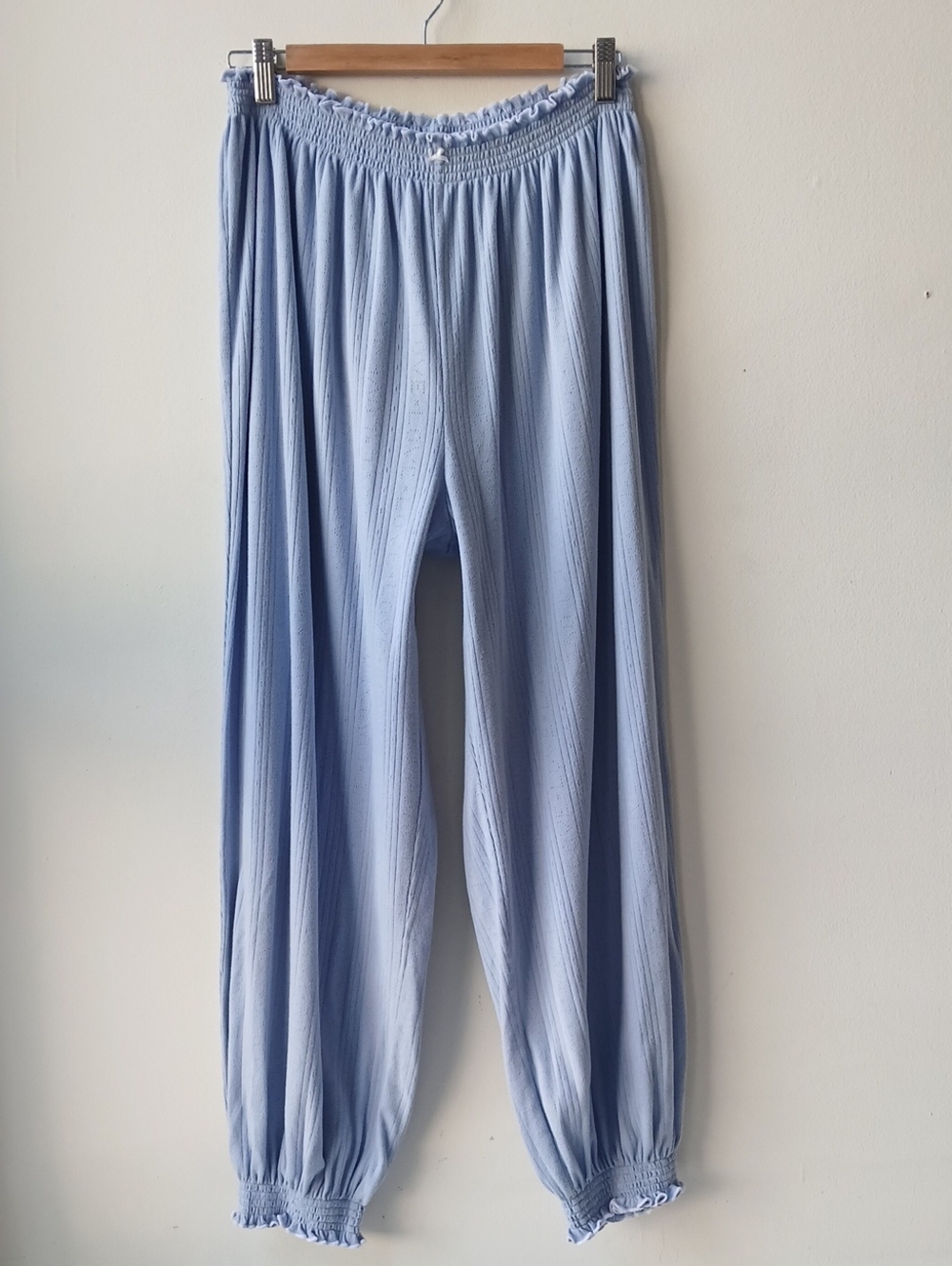 Aerie Pointelle Balloon Pajama Pant Blue Women's Large